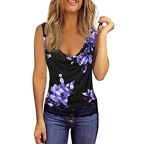GroßE GrößEn Damen Oberteile Zweiteiler Damen Sommer Hose Und Top Neon Oberteile Damen Casual Blumendruck Spitze Wasserfall-Ausschnitt ÄRmelloses Racerback Plus Size Tank Top Mousseline Bluse Damen GroßE GrößEn Damen Oberteile Zweiteiler Damen Sommer Hose Und Top Neon Oberteile Damen Casual Blumendruck Spitze Wasserfall-Ausschnitt ÄRmelloses Racerback Plus Size Tank Top Mousseline Bluse Damen von Azruma
