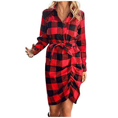 Italienische Kleider Damenkleider Damen Oberteile Damen Kleid Elegant Damen Sexy Kariert Drucken Revers Knopf Langarm Kurz Hemdkleid Mit GüRtel Casual Hoher Taille V-Ausschnitt Pencil Minikleid Italienische Kleider Damenkleider Damen Oberteile Damen Kleid Elegant Damen Sexy Kariert Drucken Revers Knopf Langarm Kurz Hemdkleid Mit GüRtel Casual Hoher Taille V-Ausschnitt Pencil Minikleid von Azruma