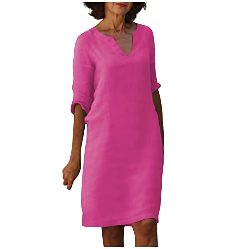Kleider Damen Festlich Elegant Kinder Kleider MäDchen Festliche Kleider MäDchen Leinenkleid Damen Sommer V-Ausschnitt Halbe ÄRmel Einfarbig Knielang Leinen Kleider MäDchen Kleid Festlich (Lila, M) Kleider Damen Festlich Elegant Kinder Kleider MäDchen Festliche Kleider MäDchen Leinenkleid Damen Sommer V-Ausschnitt Halbe ÄRmel Einfarbig Knielang Leinen Kleider MäDchen Kleid Festlich (Lila, M) von Azruma