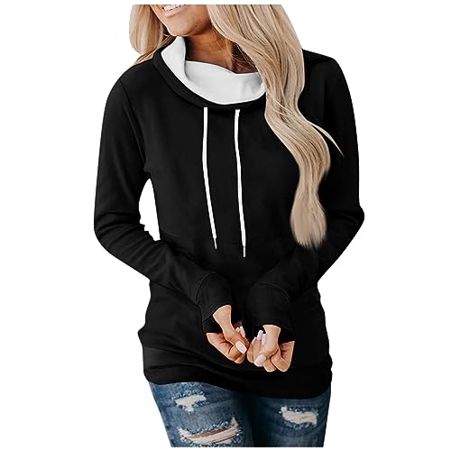 Langarmshirts Für Damen Pullover Mädchen Damen Unterhemden Frauen Slim Fit Patchwork Wasserfall-Ausschnitt Langarm Hoodie Warm Lang Ärmeln Sweatshirt Mit Daumenloch Kapuzenpullover Frauen (3-Black, L) Langarmshirts Für Damen Pullover Mädchen Damen Unterhemden Frauen Slim Fit Patchwork Wasserfall-Ausschnitt Langarm Hoodie Warm Lang Ärmeln Sweatshirt Mit Daumenloch Kapuzenpullover Frauen (3-Black, L) von Azruma