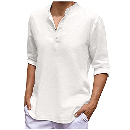 Poloshirts FüR Herren Trachtenhemd Herren Weisses Tshirt Herren BeiläUfig Leinen Einfarbige Stehkragen Lange ÄRmel Shirts Mit Knopfleiste Sommer Henley Shirt T Shirt Oversized Herren ( Weiß , Xl ) Poloshirts FüR Herren Trachtenhemd Herren Weisses Tshirt Herren BeiläUfig Leinen Einfarbige Stehkragen Lange ÄRmel Shirts Mit Knopfleiste Sommer Henley Shirt T Shirt Oversized Herren ( Weiß , Xl ) von Azruma