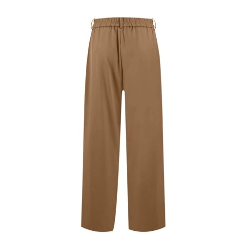 Weiß Damen, Weite Hosen Damen High Waist Yogahose Damen Lose Palazzo Hose Mit Taste Hohe Taille Dehnbar Lounge Baggy Hose Elegant Weites Bein Hosen High Waist Hose Discounter Merch(2-Camel,Xxl) von Azruma