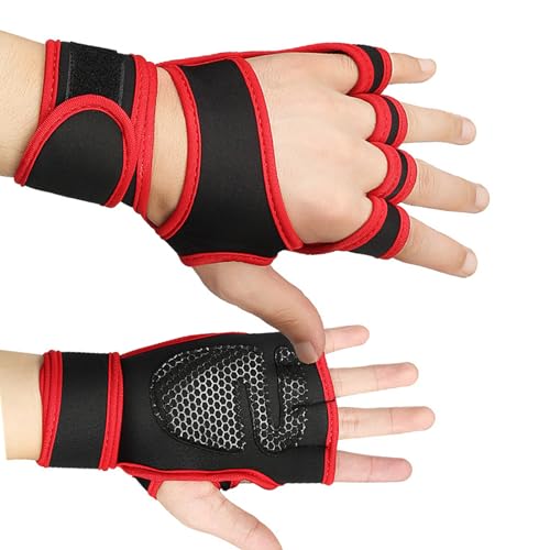 Azxcvbnm 1 Paar Gewichtheber-Handschuhe mit Handgelenkschlaufen für Powerlifting, Klimmzüge, Kreuzheben von Azxcvbnm