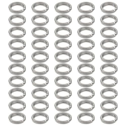 Azxcvbnm 50 Stück Spaltringe zum Angeln, Edelstahl, Spaltringe, Zange, Salzwasser, Drillingshaken, Terminals von Azxcvbnm