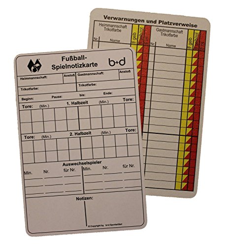 b+d Spielnotizkarten Fußball 100 Stück b+d Spielnotizkarten Fußball 100 Stück von B+D