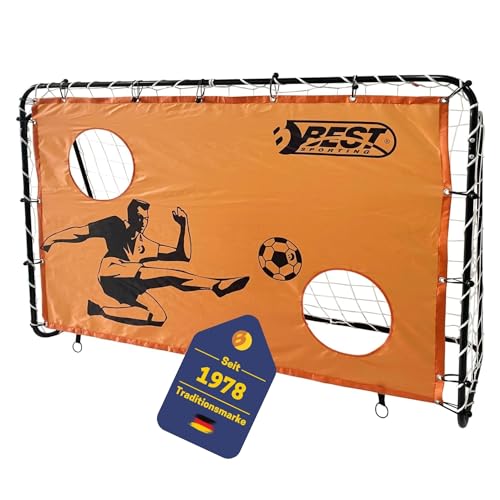 Best Sporting 2in1 Fußballtor I Kinder-Fußballtor in 180 x 120 x 60 cm I Tor mit Torwand & 2 Schusslöchern I Hochwertiges Kindertor mit Netz/Torwand & Befestigungsmaterial I Fussball-Tor in Orange von BEST SPORTING