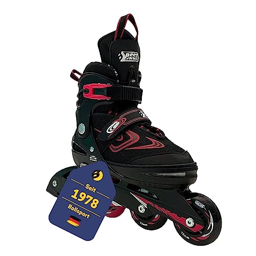 Best Sporting Inline Skates Kinder I Rollschuhe größenverstellbar I robuste Inliner für Jugendliche mit Bremse I schwarz/rot I Rollerskates Schuhe Kinder I Inliner mit 4 Rollen (33-37) von B Best Sporting