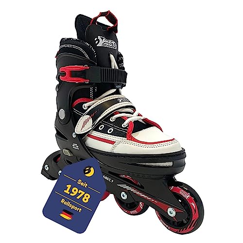 Best Sporting Inline Skates Kinder I Rollschuhe größenverstellbar I robuste Inliner für Jugendliche mit Bremse I schwarz/rot I Rollerskates Schuhe Kinder I Inliner mit 4 Rollen von B Best Sporting