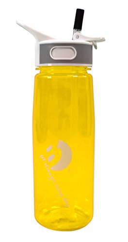 Best Sporting Trinkflasche Coach mit ausklappbarem Klapp-Trinkhalm, 750 ml, BPA Frei, Farbe: gelb/grau von B Best Sporting
