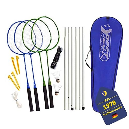 Best Sporting Federball Set Erwachsene und Kinder I Badminton Set bestehend aus Netz, 4 Schlägern, 2 Badmintonbällen und Tasche I Federball Set Kinder I Badminton Netz und Schläger für den Garten von B Best Sporting