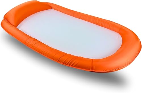 Best Sporting Aufblasbare Wasserhängematte Mesh Mat I Luftmatratze mit Netz | Pool Lounge Float I Sommer-Spaß für Erwachsene I Max. Benutzergewicht 100 kg (Orange) von B Best Sporting