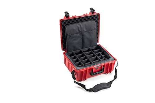 B&W International B&W Transportkoffer Outdoor Typ 6000 - Rot - mit Fototasche - wasserdicht nach IP67 Zertifizierung, staubdicht, bruchsicher und unverwüstlich von B&W International