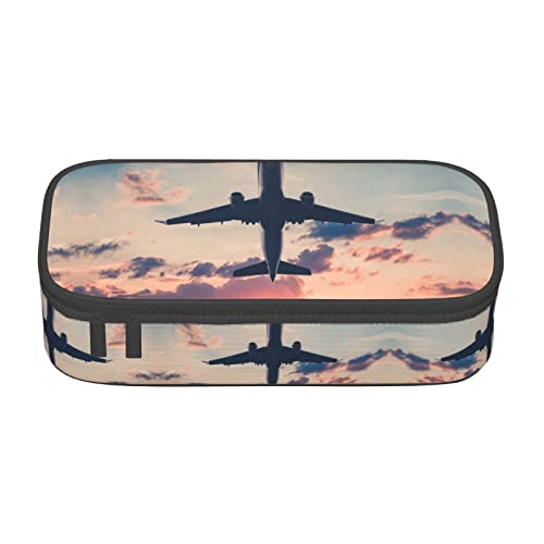 BAAROO Federmäppchen mit Flugzeug Sonnenuntergang und Himmel, Schreibwaren-Etui für Schule, geeignet für Teenager, Studenten, Studenten und Jugendliche, farbe, 5.0cm*10.5cm*20.5cm, federmäppchen von BAAROO