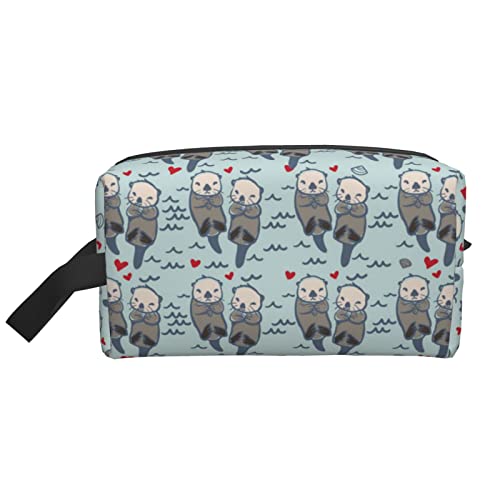 Sea Otter in Love Cosmetic Bag Makeup Pouch Travel Toiletry Bag Organizer Makeup Brushes Storage Bag for Women Men von BAAROO