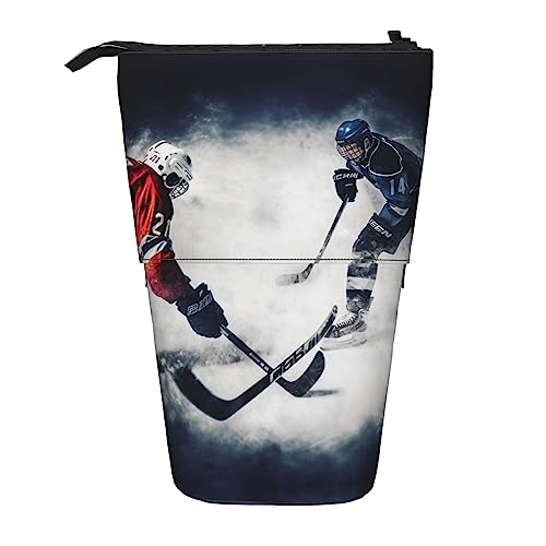 Stehendes Federmäppchen Teleskop Stifthalter Eishockey Kunstdruck Schreibwaren Etuis Make-up Kosmetiktasche, #515, 21x10.5x5cm von BAAROO