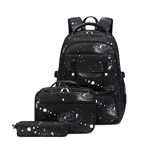BABYVIVA Mädchen-Rucksack mit isolierter Lunchtasche, Federmäppchen, Schultaschen für Mädchen, mit Lunchtasche, 3 Stück, Schwarz , As shown von BABYVIVA