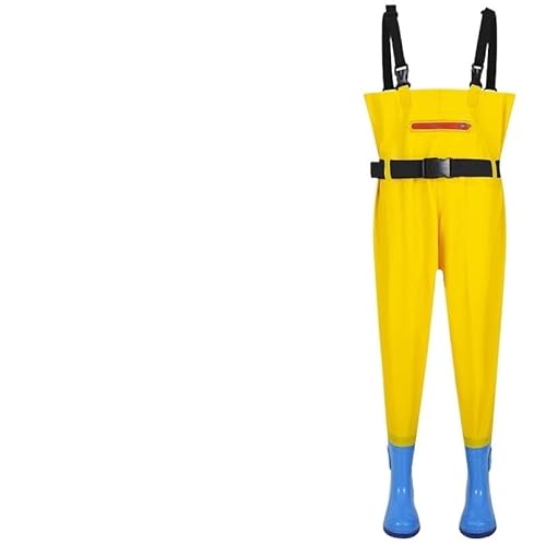 wasserdichte Angelhose for Jungen und Mädchen, wasserdichte Angelhose, langlebig und atmungsaktiv(Yellow,30#(shoe length 19cm)) von BADALO