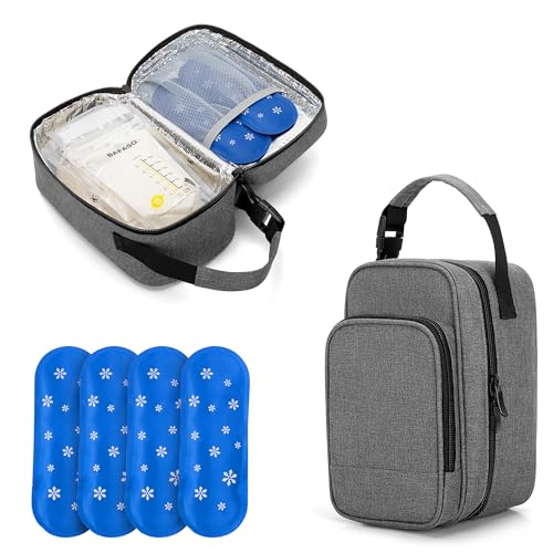 BAFASO Kühltasche für Muttermilch, Isoliert Muttertasche mit 4 Kühlakkus, Brustmilch Aufbewahrung Tasche mit Kühlelement, Reisetasche für Muttermilchbeutel, Grau BAFASO Kühltasche für Muttermilch, Isoliert Muttertasche mit 4 Kühlakkus, Brustmilch Aufbewahrung Tasche mit Kühlelement, Reisetasche für Muttermilchbeutel, Grau von BAFASO