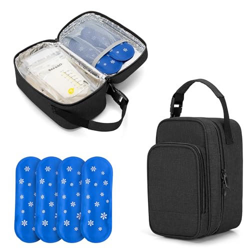 BAFASO Kühltasche für Muttermilch, Isoliert Muttertasche mit 4 Kühlakkus, Brustmilch Aufbewahrung Tasche mit Kühlelement, Reisetasche für Muttermilchbeutel, Schwarz BAFASO Kühltasche für Muttermilch, Isoliert Muttertasche mit 4 Kühlakkus, Brustmilch Aufbewahrung Tasche mit Kühlelement, Reisetasche für Muttermilchbeutel, Schwarz von BAFASO