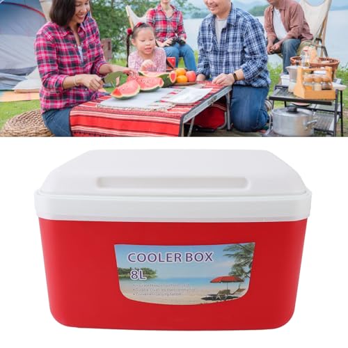 8L Isolierte Tragbare Eiskühlbox für Camping, Picknick, Strand, Angeln, mit Effizienter Warm-Kälte-Isolierung, Einfach zu Transportieren (Rot) von BAFOVY