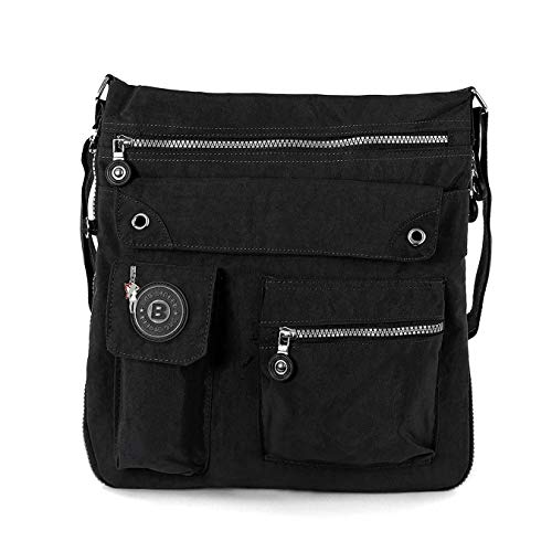 Bag Street 2221 Damen sportliche Handtasche Umhängetasche Schultertasche aus Nylon, Schwarz, ohne von BAG STREET INTERNATIONAL