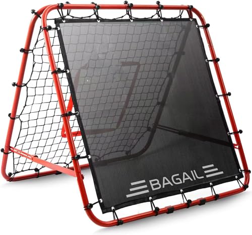 BAGAIL Doppelseitiges Rebounder-Netz, Fußballnetze, verstellbare Winkel, anpassbare Struktur, Rebound-Netz mit Ziel für Geschicklichkeitstraining, tragbare Fußballtore für den Garten, 120x120cm von BAGAIL