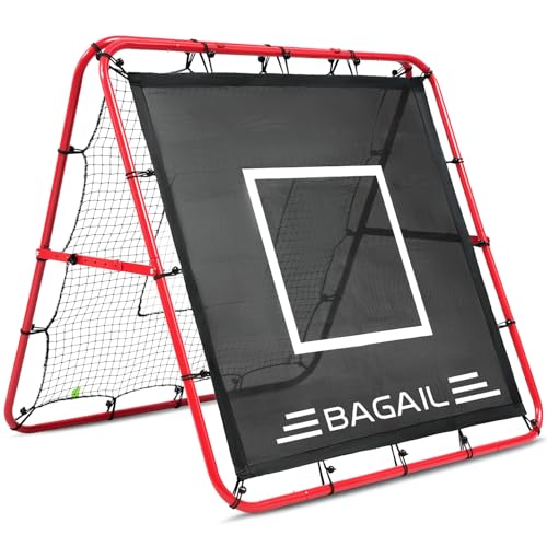 BAGAIL Doppelseitiges Rebounder-Netz, Fußballnetze, verstellbare Winkel, anpassbare Struktur, Rebound-Netz mit Ziel für Geschicklichkeitstraining, tragbare Fußballtore für den Garten, 120x120cm von BAGAIL