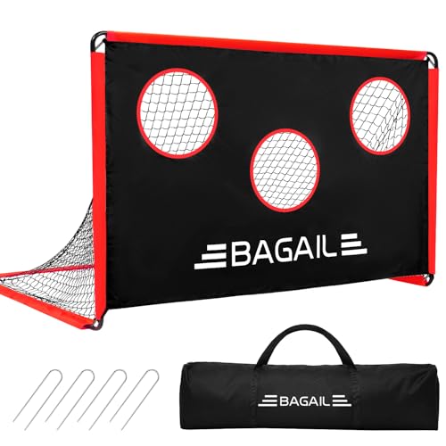 BAGAIL Fußballtor, 2-in-1-Fußballnetz mit Zielscheibe, Kommt mit Tragbarer Tragetasche, Einfach zu Montieren, Ideal für Gartenschießtraining und Freizeitspiele, 6 x 4 Fuß BAGAIL Fußballtor, 2-in-1-Fußballnetz mit Zielscheibe, Kommt mit Tragbarer Tragetasche, Einfach zu Montieren, Ideal für Gartenschießtraining und Freizeitspiele, 6 x 4 Fuß von BAGAIL