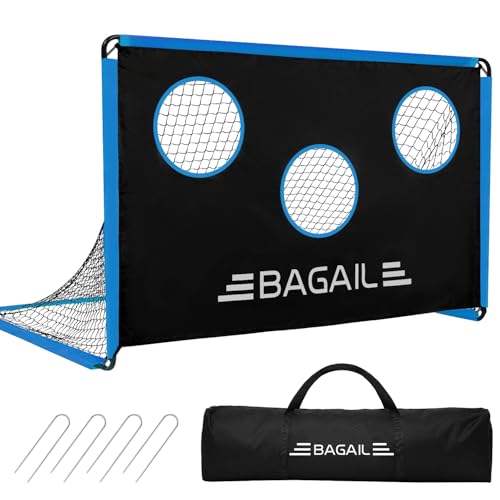 BAGAIL Fußballtor, 2-in-1-Fußballnetz mit Zielscheibe, Kommt mit Tragbarer Tragetasche, Einfach zu Montieren, Ideal für Gartenschießtraining und Freizeitspiele, 6 x 4 Fuß von BAGAIL