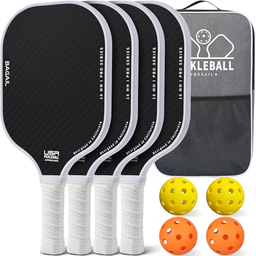 BAGAIL Pickleball Paddles Set, High Shock Absorption Pickleball Set Leicht Geeignet für Anfänger Innen und Outdoor Pickleball Bälle Ergonomischer Pickleball Schläger Geeignet für alle Altersgruppen von BAGAIL