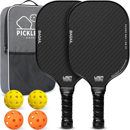 BAGAIL Pickleball Paddles Set, High Shock Absorption Pickleball Set Leicht Geeignet für Anfänger Innen und Outdoor Pickleball Bälle Ergonomischer Pickleball Schläger Geeignet für alle Altersgruppen von BAGAIL