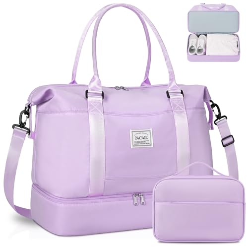 BAGAIL Reisetasche, Wochenendtasche für Damen, Übernachtung, Fitnessstudio, Tragetasche mit Nasstasche, Krankenhaus-Muttertasche für Arbeit und Lieferung, A-purple, Extra Large Set, Reisetasche mit BAGAIL Reisetasche, Wochenendtasche für Damen, Übernachtung, Fitnessstudio, Tragetasche mit Nasstasche, Krankenhaus-Muttertasche für Arbeit und Lieferung, A-purple, Extra Large Set, Reisetasche mit von BAGAIL