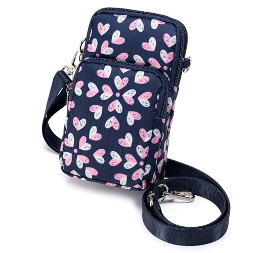 BAGZY Handytasche zum Umhängen Damen, Nylon 6,7 zoll Kleine Handy Umhängetasche Mini-Tasche Schultertasche mit Gurt Abnehmbarer Schultergur,Herzmuster BAGZY Handytasche zum Umhängen Damen, Nylon 6,7 zoll Kleine Handy Umhängetasche Mini-Tasche Schultertasche mit Gurt Abnehmbarer Schultergur,Herzmuster von BAGZY