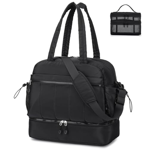 BAGZY Reisetasche Damen Groß Puffer Bag 32L Handgepäck Tasche Travel Duffle Bag Sporttaschen Weekender Mommy Kliniktasche mit Nassfach Schuhtasche für Flugzeug Sport Gym Travel Schwarz BAGZY Reisetasche Damen Groß Puffer Bag 32L Handgepäck Tasche Travel Duffle Bag Sporttaschen Weekender Mommy Kliniktasche mit Nassfach Schuhtasche für Flugzeug Sport Gym Travel Schwarz von BAGZY