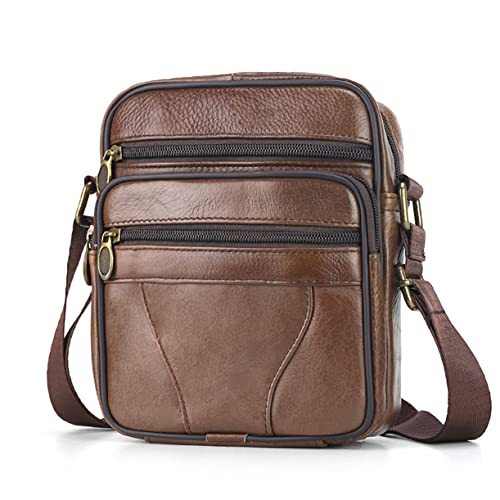 BAGZY Umhängetasche Herren Leder Schultertasche Mann Leder Umhängetasche für Männer Umhängetasche Herren Klein Leder Herren Tasche Brustbeutel Herren Handtasche Geschenke für Männer (Braun) von BAGZY