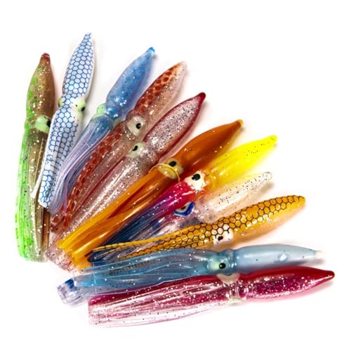 20pcs Große Tintenfische Rock Trolling Lure Lure Köder Köder Tintenfische Tintenfische Röcke Fischereiköderfischerei Accessoire von BAHJKASD