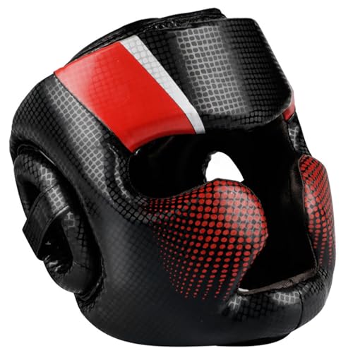 BAHJKASD Vollbedeckte Kicks Boxhelme PU Leder Training Sparring Headbear Helme Kampfkunst Kopfbeschütze Dauer von BAHJKASD