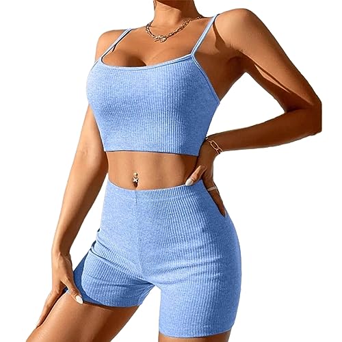 BAHJKASD Workout Sets Für Damen Nahtlose Crop Tops Leggings Passende 2-teilige Outfits Zweiteilige Yoga Workout Outfits von BAHJKASD