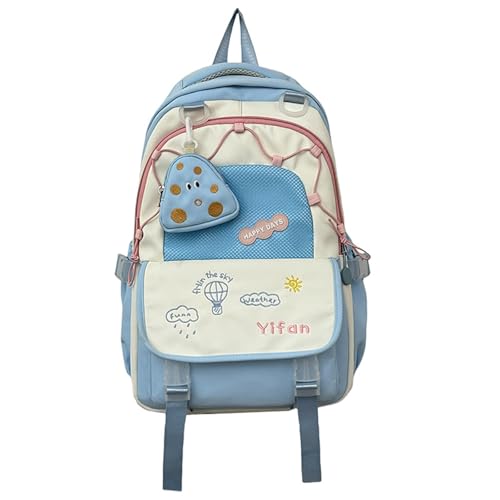 Modischer Nylon Rucksack In Kontrastfarbe Für Schule Und Reisen Laptop Büchertasche Großer Tagesrucksack Mit Münzfach von BAHJKASD