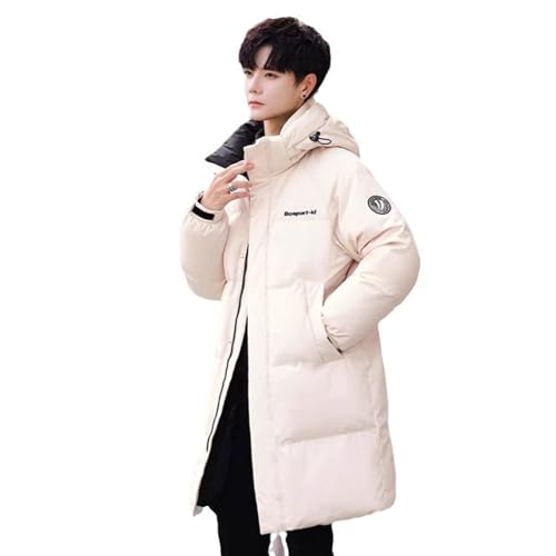 BAICAIBAI Damen Herren Verdickte Daunenjacke Langer Wintermantel Mit Kapuze Pufferjacke Paar Winterjacke üBergangsjacke Outdoor Insulated Jacket Daunenoptik,Off,White von BAICAIBAI