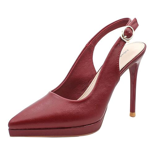 BAICAIBAI Damen Pumps Riemchenpumps Spangenpumps Sandale Verstellbarer Knöchelriemen mit Kreuz Hochzeit Party für Hochzeiten und Partys Abendschuhe,Noir,34 von BAICAIBAI