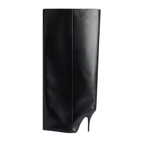 BAICAIBAI Damen-Stiefel Frauen Kniehohe Stiefel Overknee-Stiefel Spitze Weitschaftstiefel Mit Geradem Schaft üBergrößEn Klassische Bequem Herbst-Winterstiefel Fashion,Noir,Without von BAICAIBAI