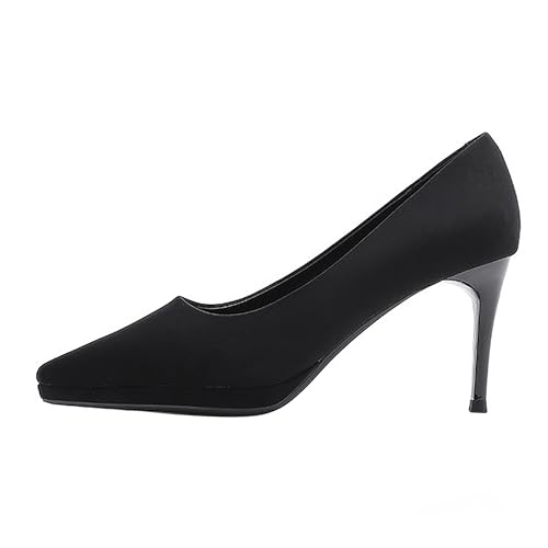 BAICAIBAI Damen Stiletto Hoher High Absatz Heel Geschlossene Spitze Zehenkappe Pumps Slip-on Hochzeit Dress Schuhe wasserdichte Plattform für Frauen Braut Abendkleid Partei,Noir,35 von BAICAIBAI