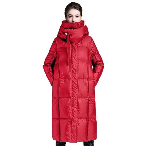 BAICAIBAI Damen Winterjacke Winter Warm Jacke Mantel Daunenmantel - Wind Wasserabweisend große Kapuze Steppmantel Warme Frauen Outdoorjacke,Red,L(130 von BAICAIBAI