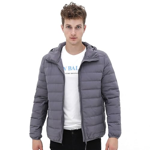 BAICAIBAI Isolierte Wanderjacke Herren Atmungsaktiv Thermo Running Hybrid Jacke Leicht Warm Reißverschlusstaschen wasserdichte Pufferjacke Verstaubare,Gray,L(65 von BAICAIBAI