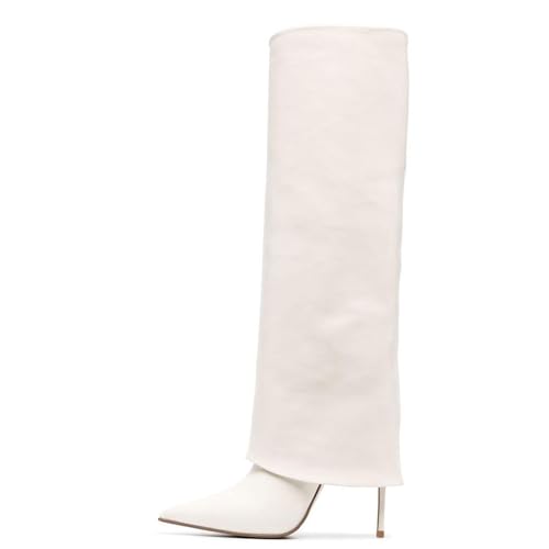 BAICAIBAI Overknee-Stiefel für Damen Modischer Women's Over The Knee Boots mit Stilettoabsatz Herbst-/Winter-/Frühlingsmode Bequem Zum Tanzen Pendeln Absatzhöhe (11–13 cm),White,38 von BAICAIBAI