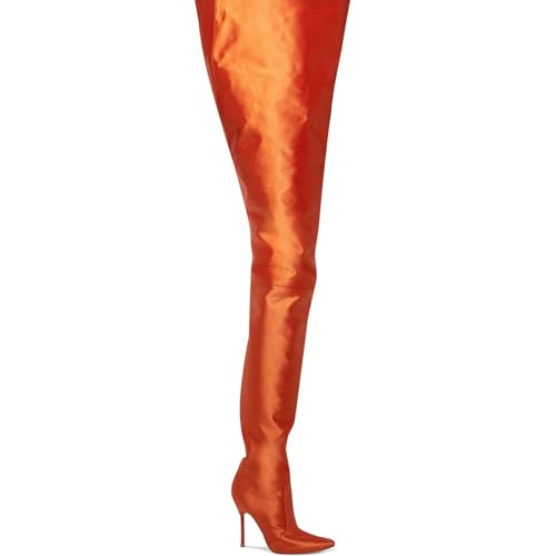 BAICAIBAI Overknee-Stiefel für Damen Orange Overknee-Stilettos Women's Over The Knee Boots Modisch Herbst/Winter Tanzparty Absatzhöhe (11–13 cm),Orange,39 von BAICAIBAI