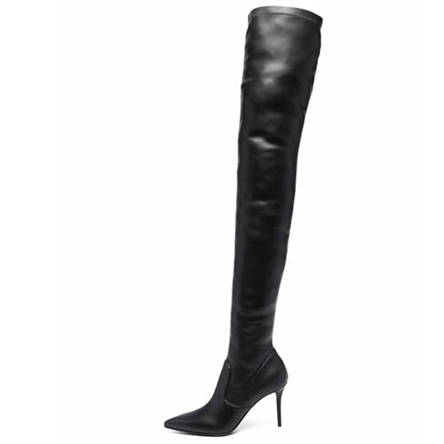 BAICAIBAI Overknee-Stiefel für Damen Women's Over The Knee Boots mit Hohem Absatz Herbst und Winter Bemalt Modische Damenschuhe Büro Tanz,Black,42 von BAICAIBAI