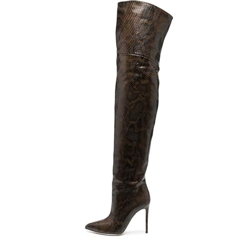 BAICAIBAI Overknee-Stiefel für Damen mit Schlangenmuster Modische Eleganz Women's Over The Knee Boots Hohem Absatz Frühling Herbst Winter Hochzeit Laufsteg,Snake Print,39 von BAICAIBAI