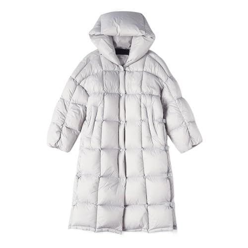 BAICAIBAI Warmer Dicker Mittellang Wintermantel Für Damen Lockere Mittellange Daunenjacke In Verstellbare A-Linie Lässige Und Stilvolle Gesteppte,Light,Gray von BAICAIBAI